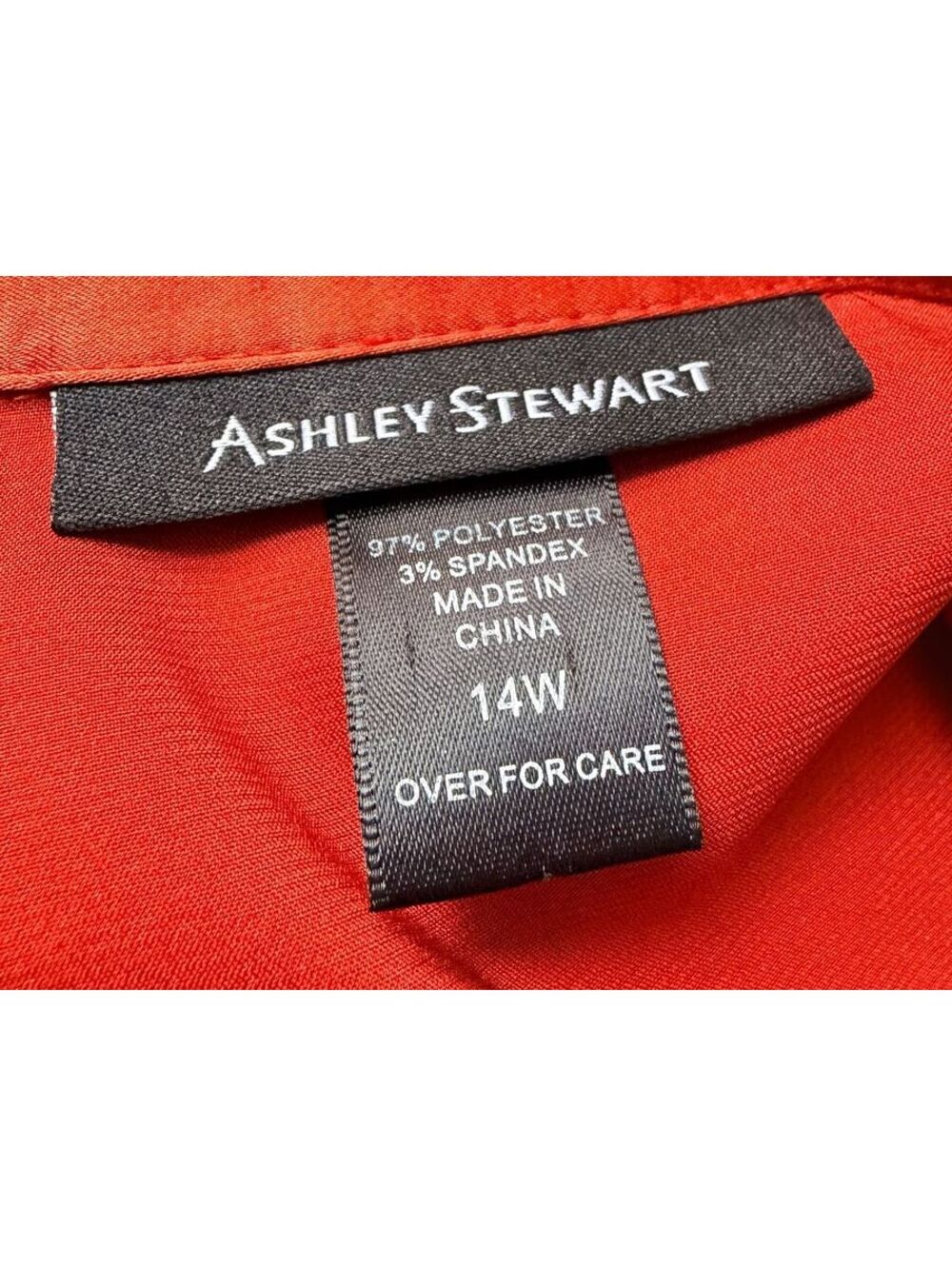 Ashley Stewart Poppy Red Orange Satin Wrap Blouse 14W - Picture 3 of 7